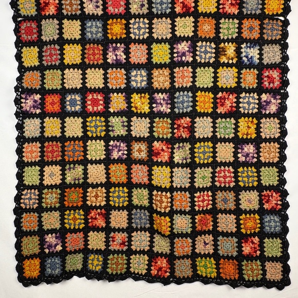VTG Handmade Wool Afghan Roseanne Throw Sofa Blanket Granny Square 64" X 38" - Picture 2 of 15